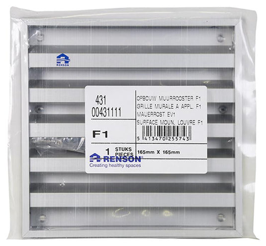 Renson 1013925 - opbouw muurrooster alu natuur 431 165x165mm | 2 stuks