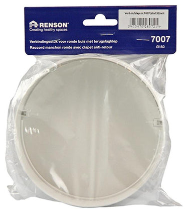 Renson 1008569 - pvc verbindingsstuk + terugslag klep 7007 ø. 150mm - wit | 2 stuks