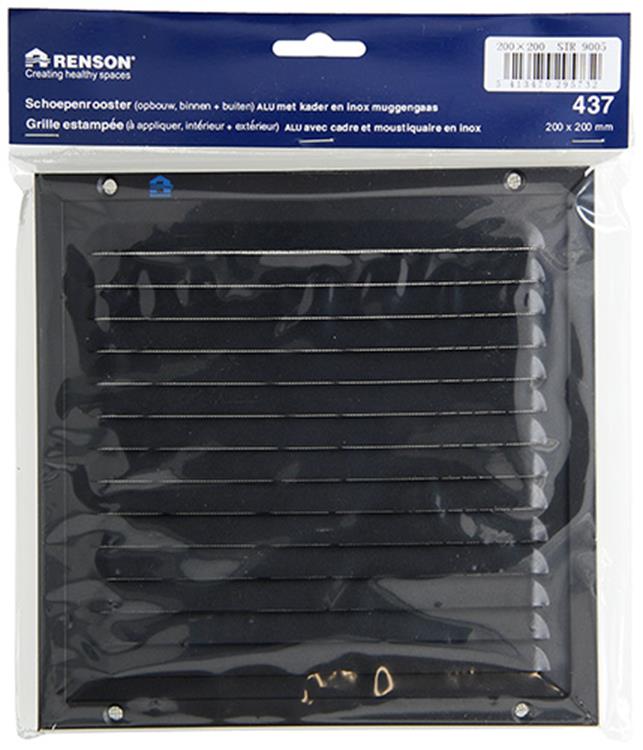 Load image into Gallery viewer, Renson 1057987 - opbouw schoepenr kader gaas 437 (200x200) ral 9005 zwart | 2 stuks
