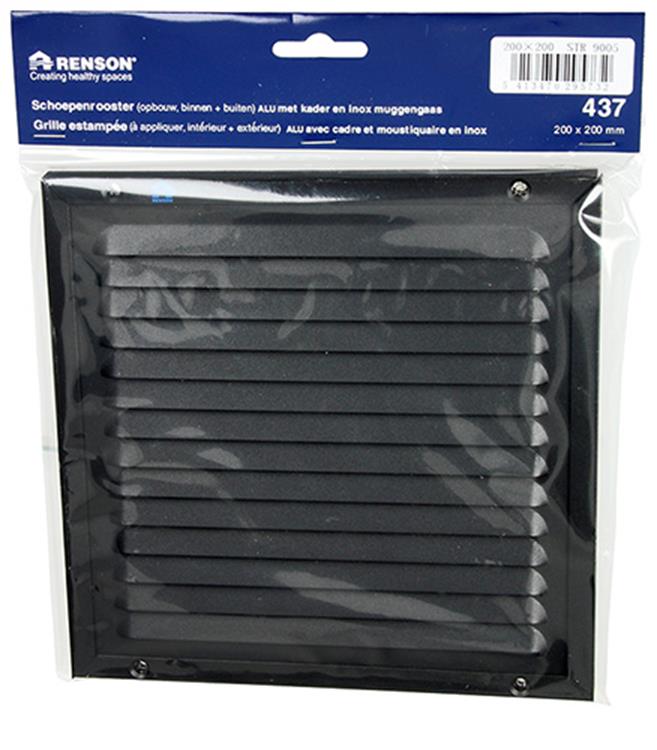 Load image into Gallery viewer, Renson 1057987 - opbouw schoepenr kader gaas 437 (200x200) ral 9005 zwart | 2 stuks
