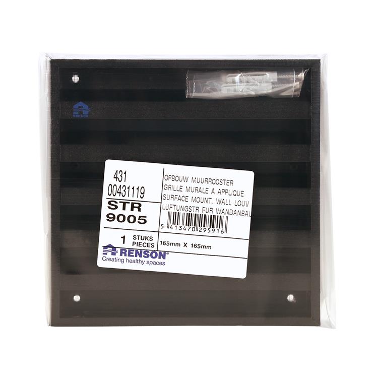Load image into Gallery viewer, Renson 1058000 - opbouwmuurrooster met gaas 431 (165x165) ral 9005 zwart | 2 stuks
