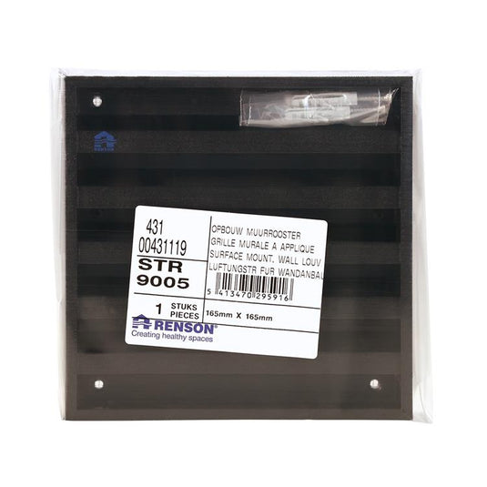 Renson 1058000 - opbouwmuurrooster met gaas 431 (165x165) ral 9005 zwart | 2 stuks