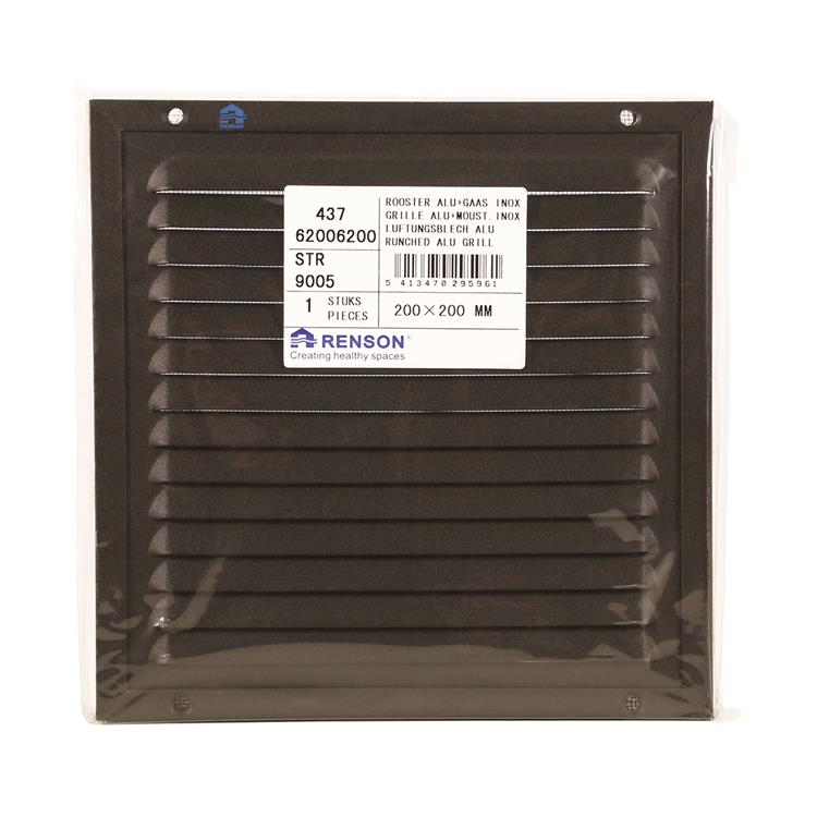Load image into Gallery viewer, Renson 1058003 - opbouw schoepenr kader gaas 437 (200x200) ral 9005 zwart | 2 stuks
