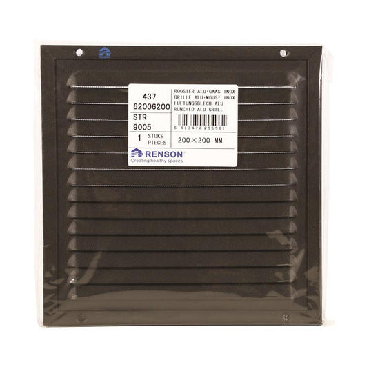 Renson 1058003 - opbouw schoepenr kader gaas 437 (200x200) ral 9005 zwart | 2 stuks