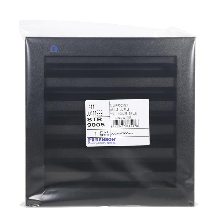 Load image into Gallery viewer, Renson 1058004 - inbouw rooster met flens 411 (200x200) ral 9005 zwart | 2 stuks

