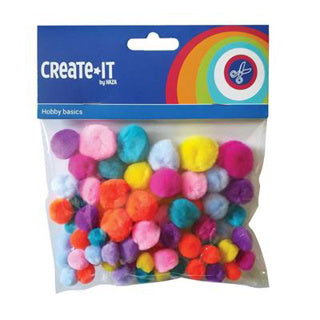 Create-it pompoms bright mix 75 stuks