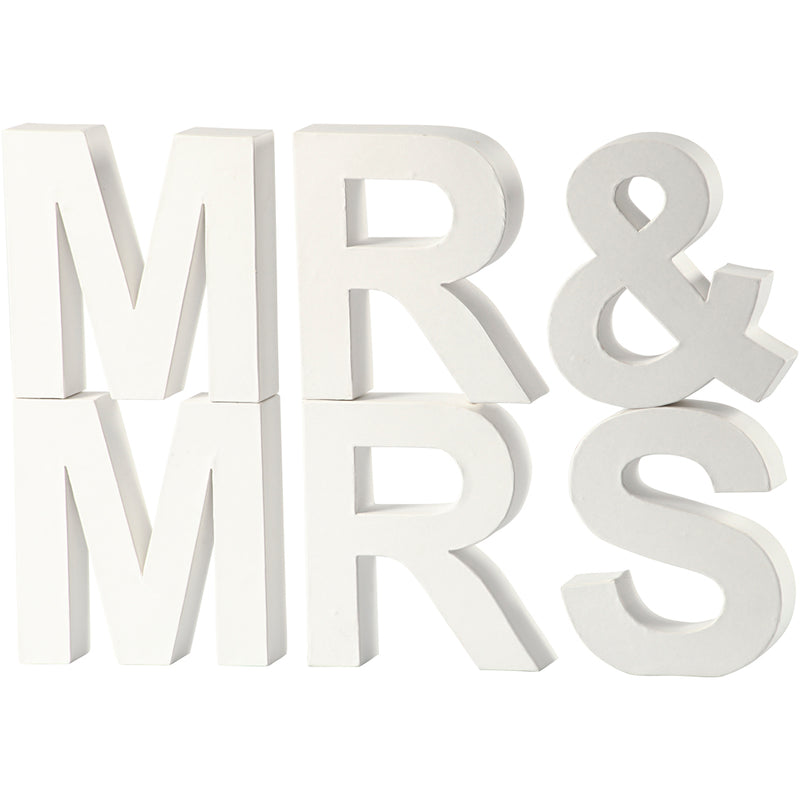 Afbeelding laden in galerijviewer, Https: www.cchobby.nl letters-mr-mrs-h-17-5-cm-d-4-5-cm-wit-1-set
