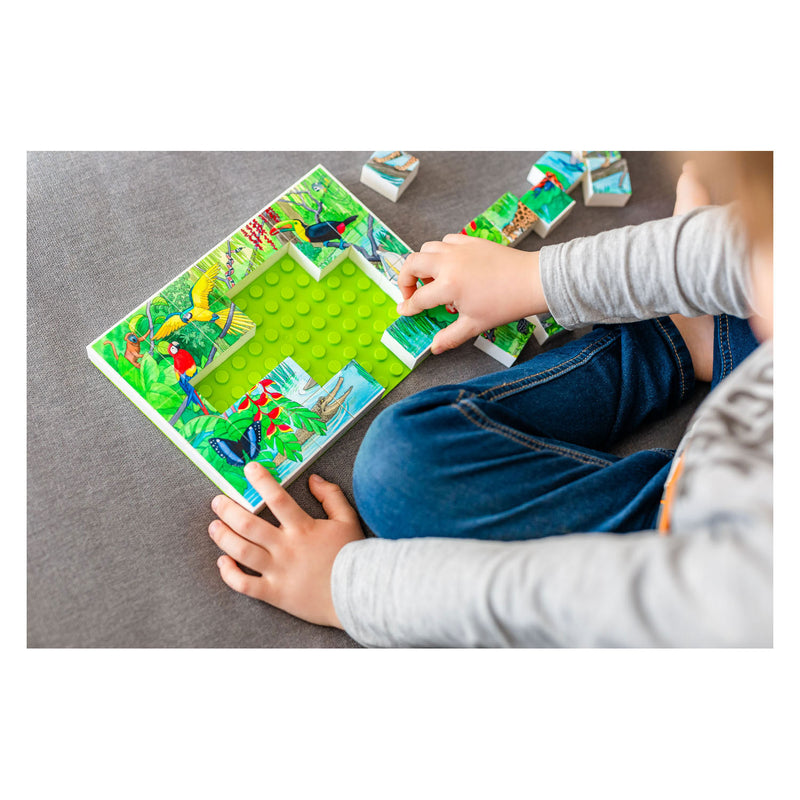 Load image into Gallery viewer, Hubelino Blokpuzzel Wilde Dieren in het Tropisch Regenwoud, 35st.
