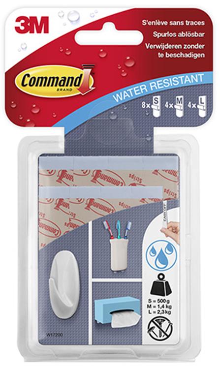 Afbeelding laden in galerijviewer, 3m 1044690 - w17200c comm. water-resist verwijderbare strips | 4 stuks
