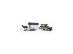 Bruder landrover defender met trailer en paard