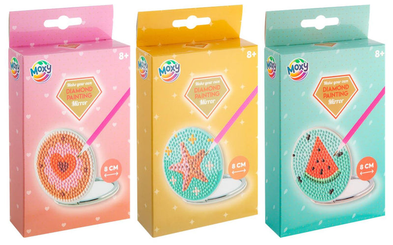 Load image into Gallery viewer, Moxy diamond paintinging spiegel ø8cm 3 assorti
