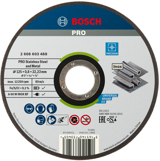 Bosch accessoires doorslijpschijf recht best for inox - rapido a 60 w inox bf, 125 mm, 22,23 mm, 0,8 mm 1st - 2608603488