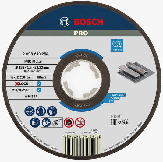 Bosch accessoires x-lock slijpschijf expert for metal 125x1.6x22.23mm, recht - 1 stuk(s) - 2608619254