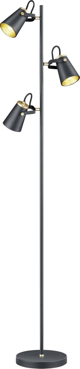 Trio edward - vloerlamp - zwart mat - excl. 3x e14 4w - voetschakelaar