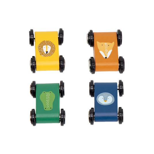 Trixie houten autobaan met 4 auto's