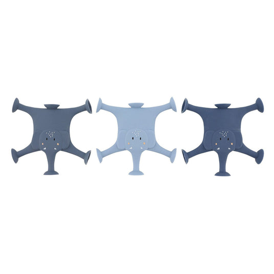 Trixie dierenspel met zuignappen – mrs. elephant – 3-delige badpretset van siliconen - blauw