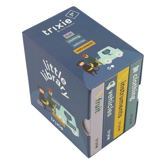 Trixie kleine bibliotheek - kleding, fruit, voertuigen, instrumenten