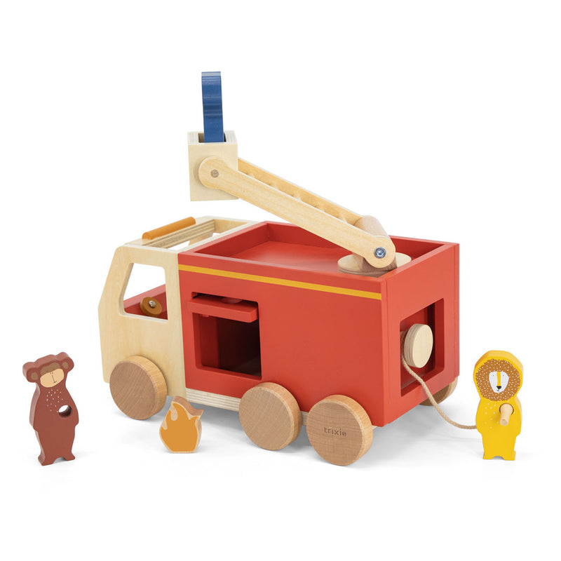 Afbeelding laden in galerijviewer, Trixie houten dieren brandweerwagen
