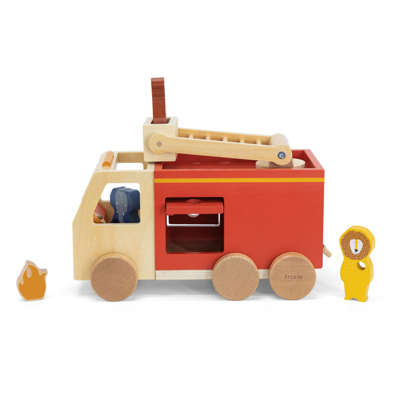 Afbeelding laden in galerijviewer, Trixie houten dieren brandweerwagen
