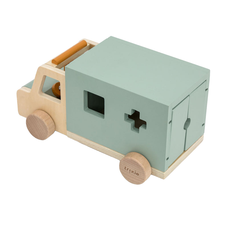 Afbeelding laden in galerijviewer, Trixie houten speelgoed - ambulance auto - speelgoedauto voor kinderen - ziekenwagen - voor jongens en meisjes - fsc
