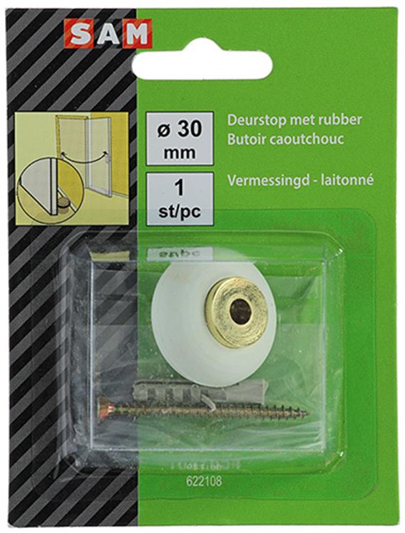 Load image into Gallery viewer, Mack 1047654 - deurstop met rubber vermessingd ø 30 mm 1 st pc | 6 stuks
