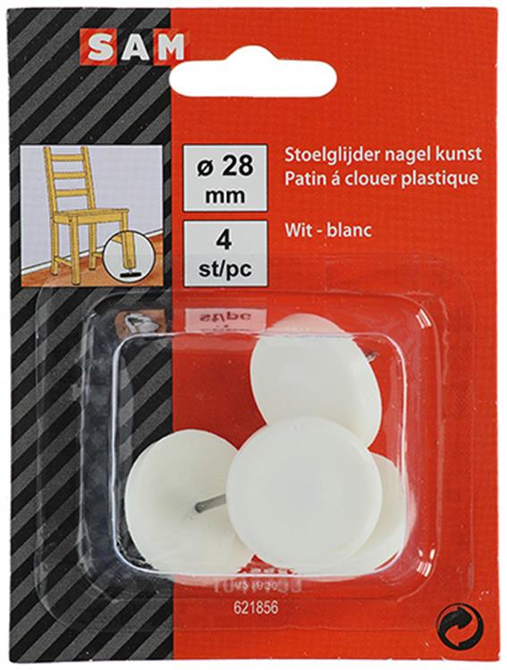 Afbeelding laden in galerijviewer, Mack 1047753 - stoelglijder nagel kunststof wit ø 28 mm 4 st pcs | 6 stuks
