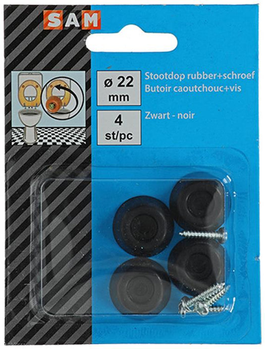 Mack 1047662 - stootdop rubber + schroef zwart ø 22 mm 4 st pcs | 6 stuks