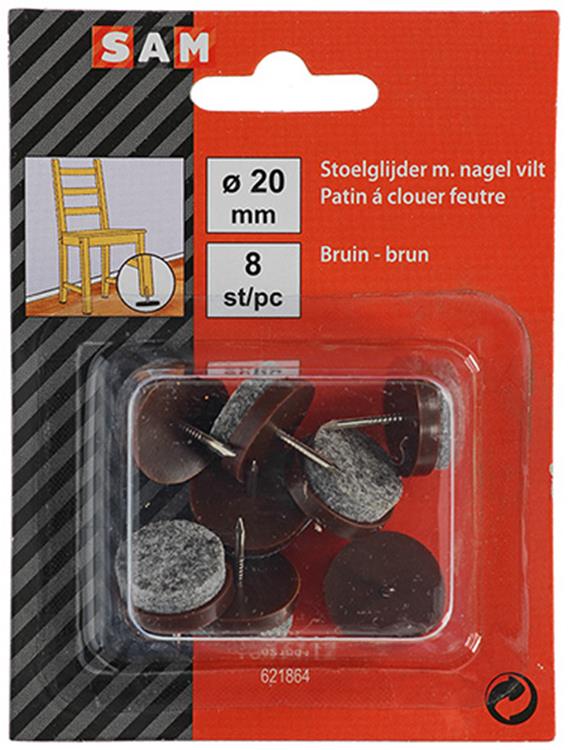 Load image into Gallery viewer, Mack 1047712 - stoelglijder met nagel vilt bruin ø 20 mm 8 st pcs | 6 stuks

