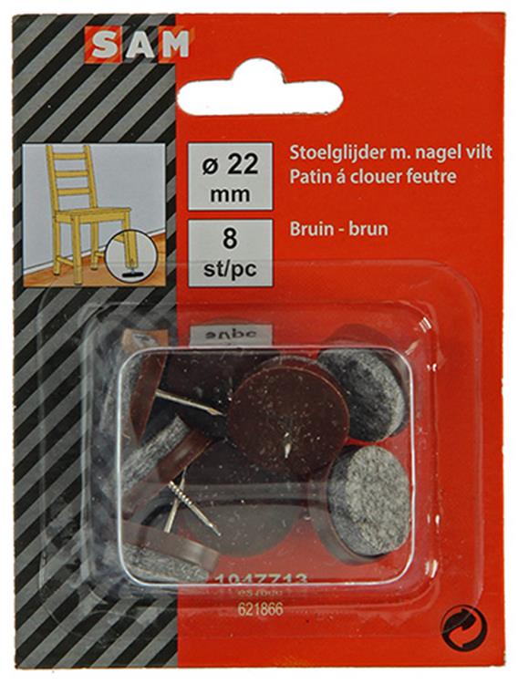 Afbeelding laden in galerijviewer, Mack 1047713 - stoelglijder met nagel vilt bruin ø 22 mm 8 st pcs | 6 stuks
