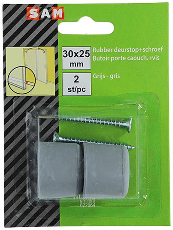 Afbeelding laden in galerijviewer, Mack 1047629 - deurstop rubber + schroef grijs 30 x 25 mm 2 st pcs | 6 stuks

