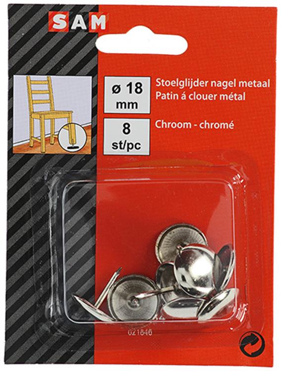 Load image into Gallery viewer, Mack 1047784 - stoelglijder nagel metaal chroom ø 18 mm 8 st pcs | 6 stuks
