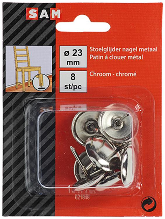 Load image into Gallery viewer, Mack 1047786 - 8st stoelglijder met nagel metaal 23mm | 6 stuks
