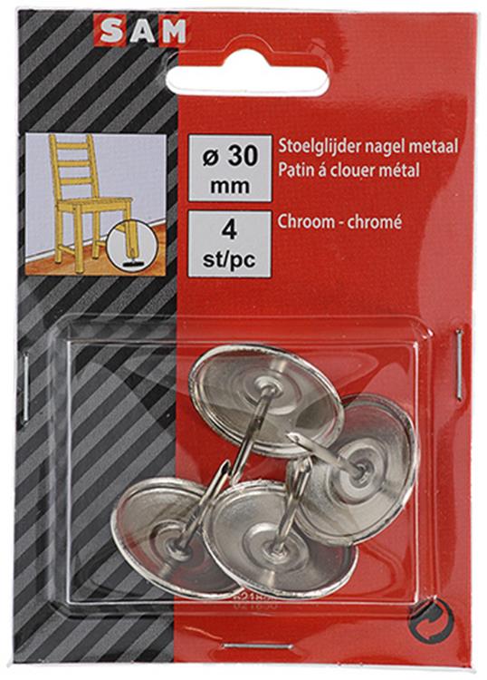 Load image into Gallery viewer, Mack 1047787 - stoelglijder nagel metaal chroom ø 30 mm 4 st pcs | 6 stuks
