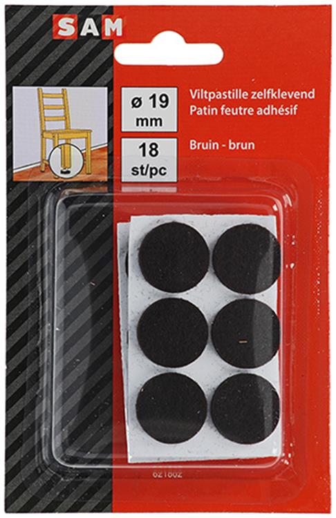 Load image into Gallery viewer, Mack 1047691 - viltpastille zelfklevend bruin ø 19 mm 18 st pcs | 12 stuks
