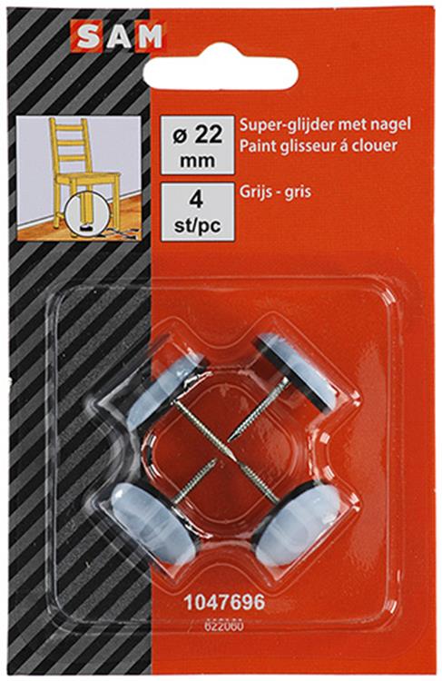 Mack 1047696 - super-glijder met nagel grijs ø 22 mm 4 st pcs | 6 stuks