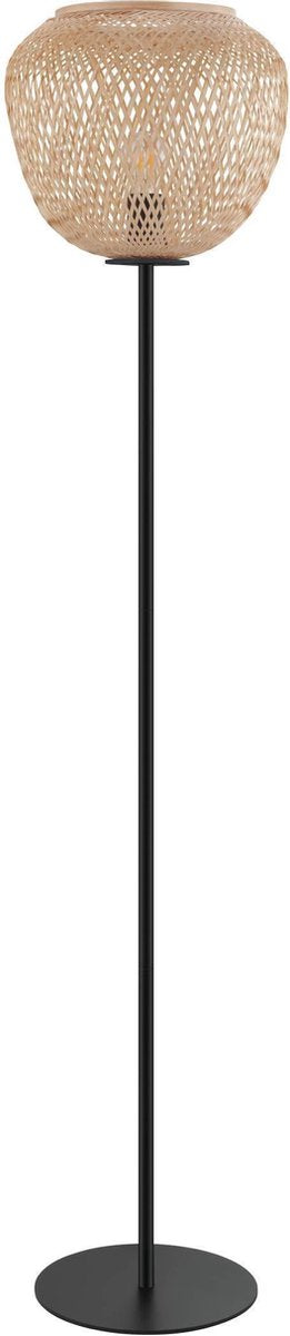 Eglo dembleby vloerlamp - staande lamp - e27 - 150 cm - natuur hout - zwart
