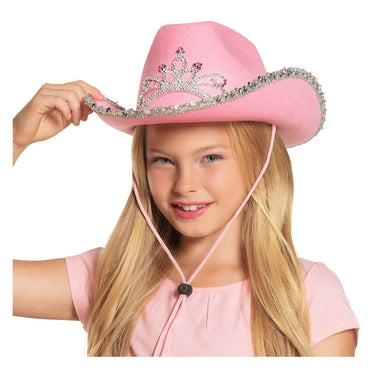 Boland kinderhoed glimmer roze