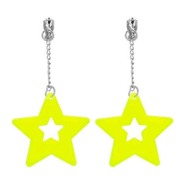 Boland oorbellen neon geel