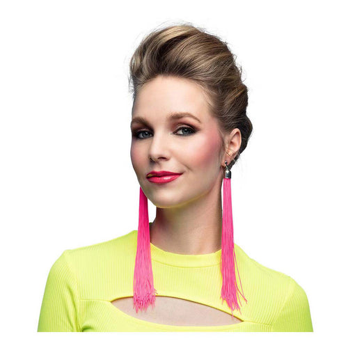 Boland oorbellen festival neon roze, 20cm