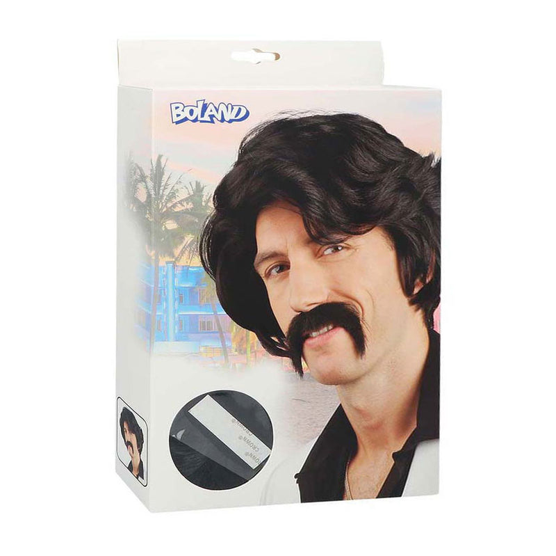 Load image into Gallery viewer, Boland zwarte pruik met snor
