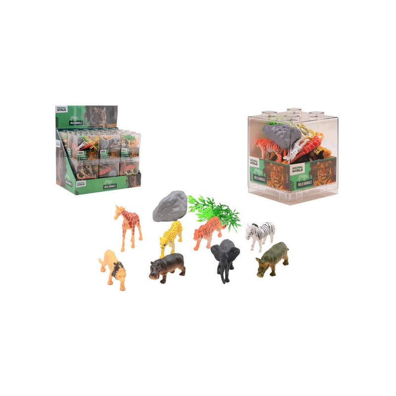 Afbeelding laden in galerijviewer, Johntoy animal world - 10-delige wilde dieren set in stapel kubus
