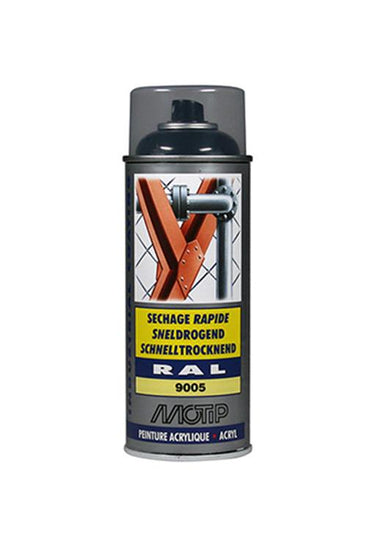 Motip industrial acryllak hoogglans ral 9005 diep zwart - 400 ml.