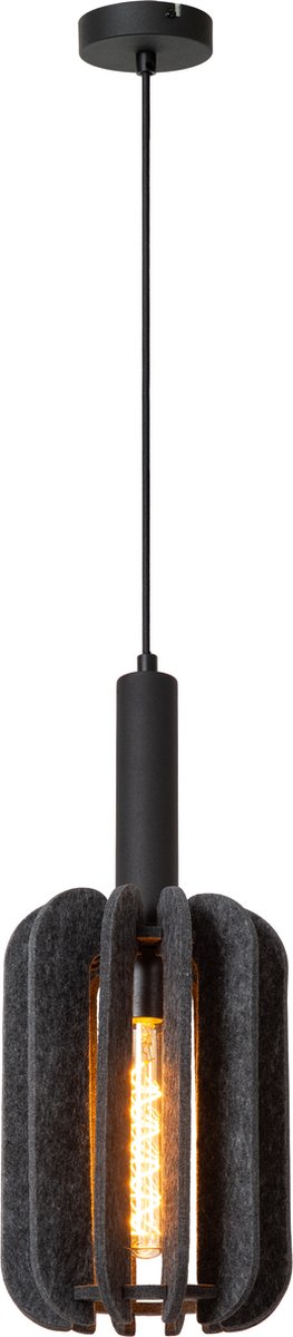 Lucide rafal - hanglamp - ø 20 cm - 1xe27 - grijs - japandi