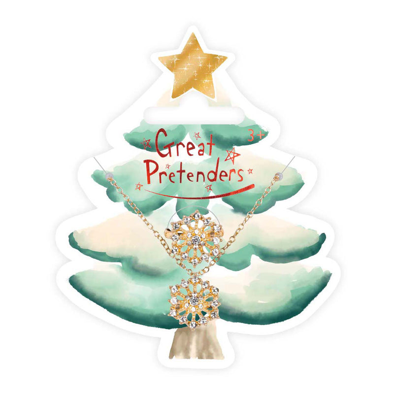 Load image into Gallery viewer, Great pretenders snowflake ketting en ring set - 2st.
