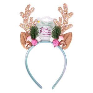 Great pretenders holiday rudolph kersthaarband voor kinderen - roze mint