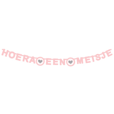 Haza witbaard letterguirlande - hoera een meisje