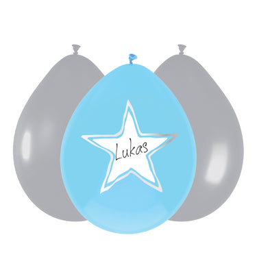 Haza witbaard ballonnen baby jongen, 6st.