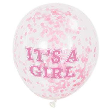 Haza witbaard confetti ballonnen meisje, 6st.