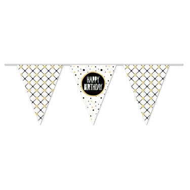 Haza witbaard vlaggenlijn happy birthday goud, 10mtr.