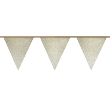Haza witbaard vlaggenlijn goud glitter, 6mtr.